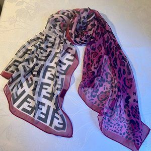 Rare Vintage Fendi Logo Silk Scarf  Pink 100% Authentic Certificate